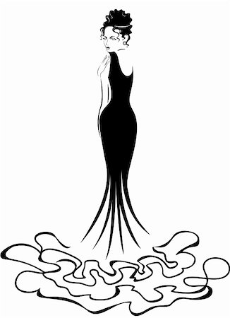 simsearch:400-04820689,k - beautiful elegant woman in a long black dress Foto de stock - Royalty-Free Super Valor e Assinatura, Número: 400-05352328