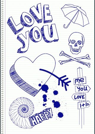 doodle drawing of book - love you sketch Stock Photo - Budget Royalty-Free & Subscription, Code: 400-05352353