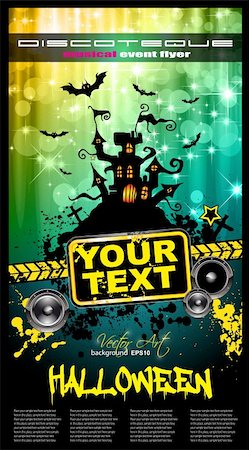 Suggestive Hallowen Party Flyer for Entertainment Night Event with a lot of space for your text. Stock Photo - Budget Royalty-Free & Subscription, Code: 400-05352687
