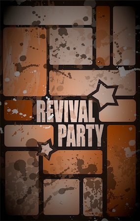 simsearch:400-06357823,k - Retro' revival disco party flyer or poster for musical event with grunge distressed look. Foto de stock - Super Valor sin royalties y Suscripción, Código: 400-05352689