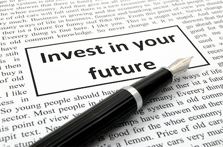 invest in your future concept with word message in newspaper Stock Photo - Budget Royalty-Free & Subscription, Code: 400-05352826