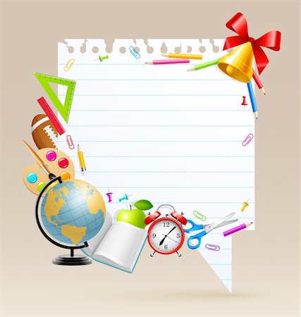 simsearch:400-06460331,k - Back to school bubble for speech with place for text and stationery. Vector illustration. Stock Photo - Budget Royalty-Free & Subscription, Code: 400-05353099