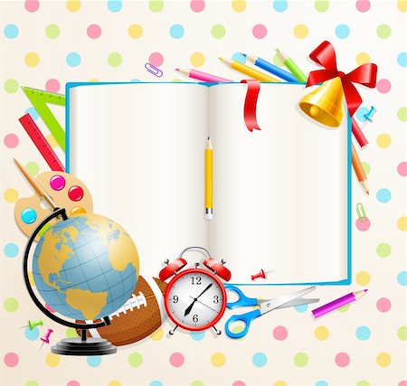 simsearch:400-06460331,k - Back to school background with stationery and place for text. Vector illustration. Stock Photo - Budget Royalty-Free & Subscription, Code: 400-05353104