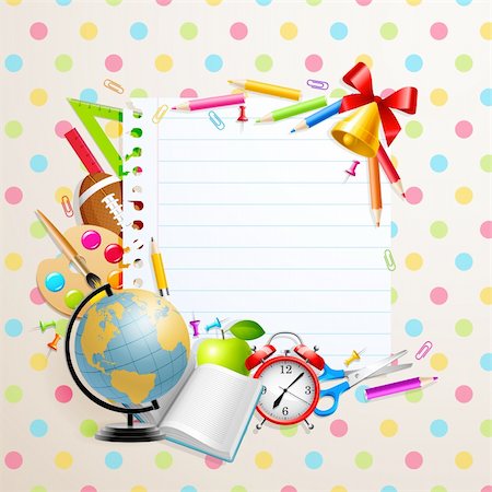 simsearch:400-07296734,k - Back to school greeting card with stationery. Vector illustration. Stock Photo - Budget Royalty-Free & Subscription, Code: 400-05353102