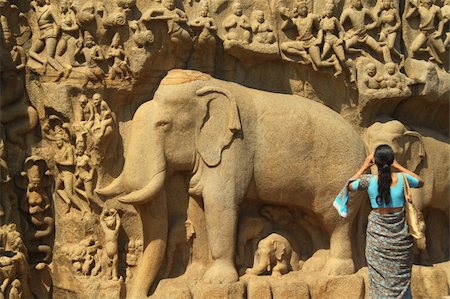 stone elephants - Mamallapuram is south of Chennai on the east coast of India. It houses some of India's finest stone temples. Stock Photo - Budget Royalty-Free & Subscription, Code: 400-05353420