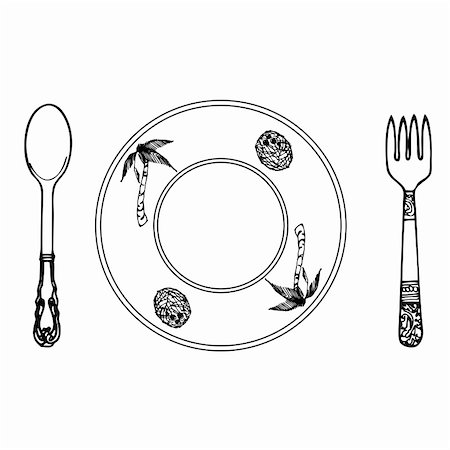 simsearch:400-08628418,k - cartoon plate, fork and spoon Stock Photo - Budget Royalty-Free & Subscription, Code: 400-05353582