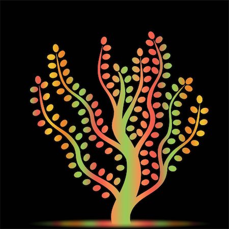 simsearch:400-05925443,k - Beautiful abstract art tree on black background Stock Photo - Budget Royalty-Free & Subscription, Code: 400-05353855
