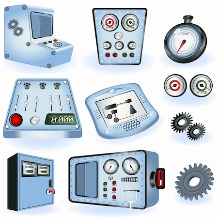 simsearch:400-07572493,k - A collection of different machine operators - electric controls illustrations Stock Photo - Budget Royalty-Free & Subscription, Code: 400-05364072