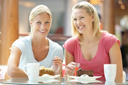 Female Friends Having Lunch Together At The Mall Stock Photo - Budget Royalty-Free & Subscription, Code: 400-05364109