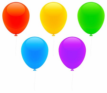 simsearch:400-05162551,k - Set of 5 color balloons. Foto de stock - Super Valor sin royalties y Suscripción, Código: 400-05364363