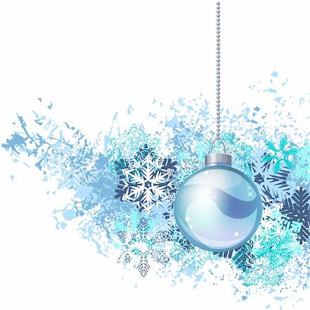 simple background designs to draw - Hanging Christmas ball with different snowflakes on white Stock Photo - Budget Royalty-Free & Subscription, Code: 400-05364565