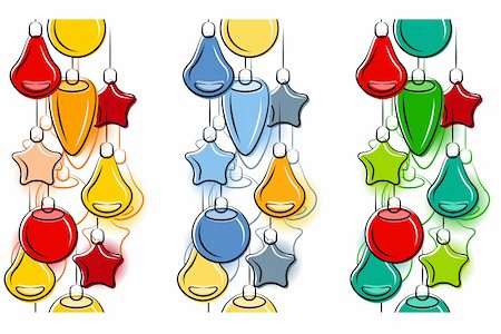simsearch:400-04270207,k - Seamless vertical Christmas border with hanging balls. Three variants of color Stockbilder - Microstock & Abonnement, Bildnummer: 400-05364586