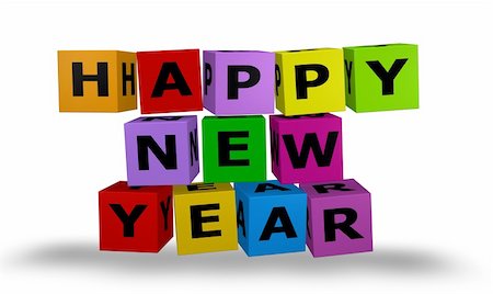 Illustration color cubes with happy new year words Stock Photo - Budget Royalty-Free & Subscription, Code: 400-05364620