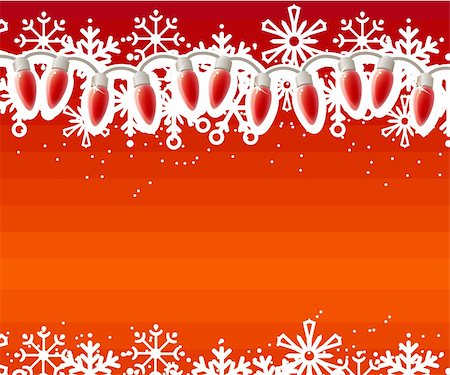 red christmas bulbs - Red Christmas background with festive garland and snowflakes Stock Photo - Budget Royalty-Free & Subscription, Code: 400-05365208