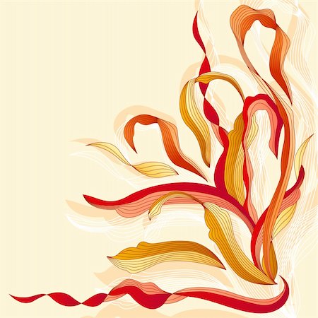 Stylized contour red and yellow long leaves Stock Photo - Budget Royalty-Free & Subscription, Code: 400-05365245