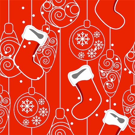 simsearch:400-04270207,k - Seamless red traditional Christmas pattern with hanging Santa socks Stockbilder - Microstock & Abonnement, Bildnummer: 400-05365560