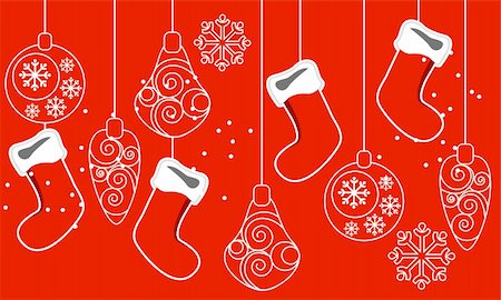 Red seamless horizontal Christmas border with hanging santa socks Stock Photo - Budget Royalty-Free & Subscription, Code: 400-05365576