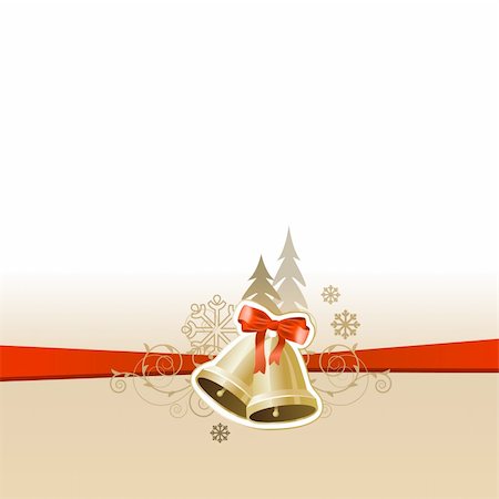 simsearch:400-05364565,k - Pastel Christmas greeting card with gold bells Stock Photo - Budget Royalty-Free & Subscription, Code: 400-05365584