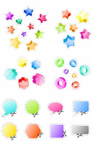 red and yellow confetti - Set of different bright 3d shapes and stickers Stock Photo - Budget Royalty-Free & Subscription, Code: 400-05365612