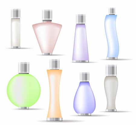 Set of fragrance bottles isolated on white background Stock Photo - Budget Royalty-Free & Subscription, Code: 400-05365874