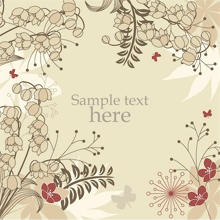 simsearch:400-04298096,k - Floral pastel beige frame with contour spring flowers and leaves Foto de stock - Super Valor sin royalties y Suscripción, Código: 400-05366011