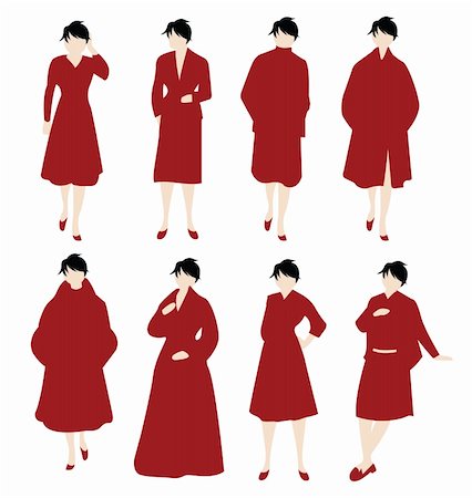 simsearch:400-07924838,k - vector set of women in red Foto de stock - Super Valor sin royalties y Suscripción, Código: 400-05366494