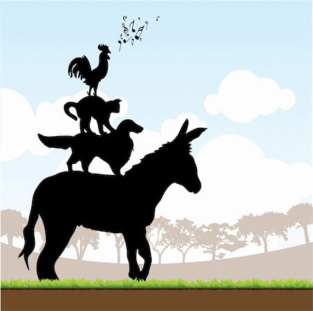 emirsimsek (artist) - vector illustration of the Bremen town musicians Foto de stock - Super Valor sin royalties y Suscripción, Código: 400-05366500