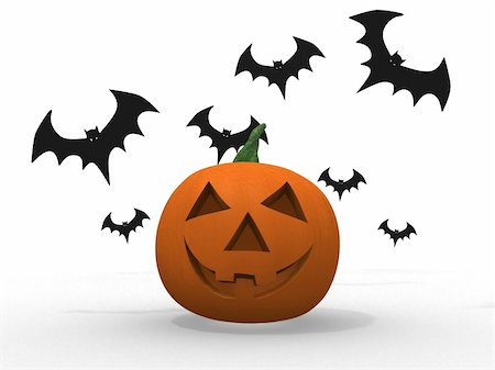 simsearch:400-04647487,k - halloween pumpkin and bats isolated on white Fotografie stock - Microstock e Abbonamento, Codice: 400-05366540