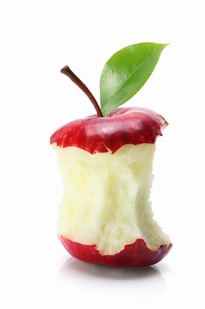 red apple bite - Bitten Apple Core on White Background Stock Photo - Budget Royalty-Free & Subscription, Code: 400-05366563