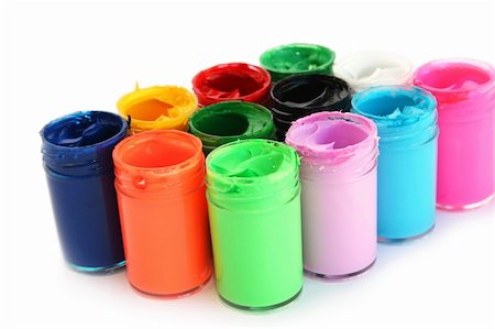 simsearch:400-05884092,k - Colorful paints bottles isolated on white background. Stockbilder - Microstock & Abonnement, Bildnummer: 400-05366959