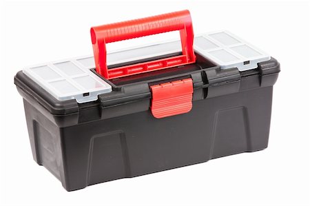 simsearch:400-04649780,k - Red and black plastic toolbox with transparent cover Foto de stock - Super Valor sin royalties y Suscripción, Código: 400-05366980