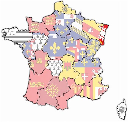 simsearch:400-05348798,k - Alsace on old map of france with flags of administrative divisions Stockbilder - Microstock & Abonnement, Bildnummer: 400-05367264