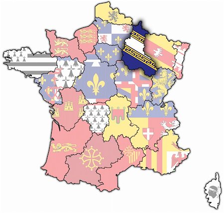 simsearch:400-05367288,k - Champagne-Ardenne on old map of france with flags of administrative divisions Stock Photo - Budget Royalty-Free & Subscription, Code: 400-05367271