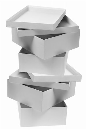 simsearch:400-04775658,k - Stack of Empty Boxes on White Background Photographie de stock - Aubaine LD & Abonnement, Code: 400-05367394