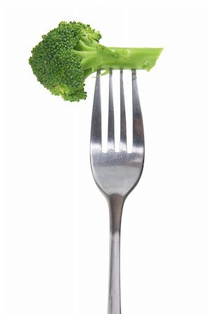 simsearch:400-05369871,k - Fork with Broccoli on White Background Stock Photo - Budget Royalty-Free & Subscription, Code: 400-05367399