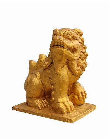 simsearch:400-05710856,k - Gold chinese lion isolated on white background. Foto de stock - Super Valor sin royalties y Suscripción, Código: 400-05367528