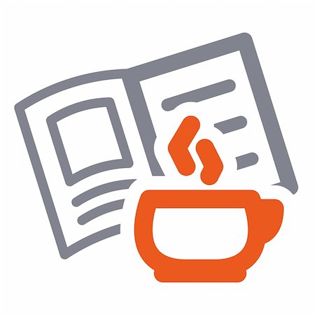 simsearch:400-08415616,k - Reading icon: hot cup and book Stock Photo - Budget Royalty-Free & Subscription, Code: 400-05367603