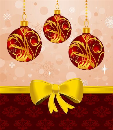 simsearch:400-05699416,k - Illustration Christmas card or background with set balls - vector Stock Photo - Budget Royalty-Free & Subscription, Code: 400-05368143