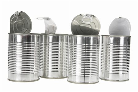 simsearch:630-02220781,k - Tin Cans on White Background Foto de stock - Super Valor sin royalties y Suscripción, Código: 400-05368221