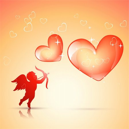 beautiful valentine background with cupid and heart Fotografie stock - Microstock e Abbonamento, Codice: 400-05368249