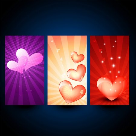 simsearch:400-05368256,k - vector set of three beautiful heart banner design Stock Photo - Budget Royalty-Free & Subscription, Code: 400-05368259