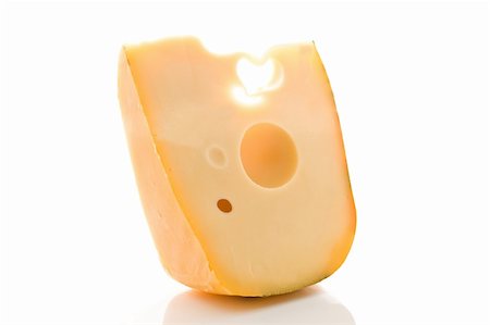 emmentaler cheese - photo of delicious swiss cheese with holes on white background Stock Photo - Budget Royalty-Free & Subscription, Code: 400-05368342