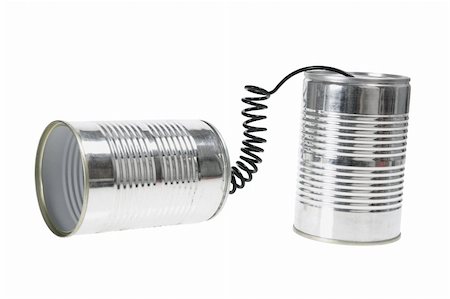 simsearch:400-05375851,k - Tin Can Telephone on White Background Foto de stock - Super Valor sin royalties y Suscripción, Código: 400-05368537