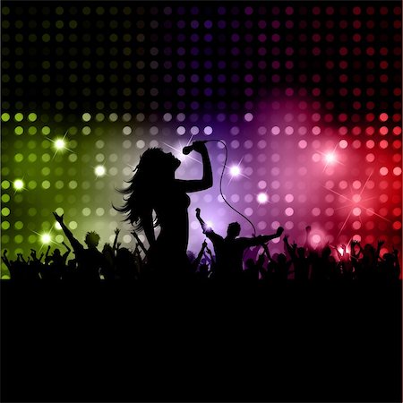singer vector - Silhouette of a female singer performing in front of a crowd Stock Photo - Budget Royalty-Free & Subscription, Code: 400-05368630
