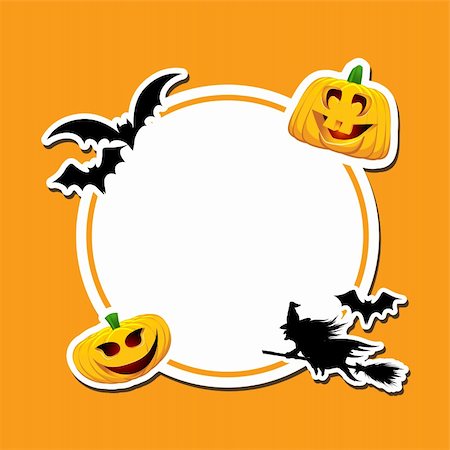spooky night sky - Halloween background with pumpkins, bats and a witch Stock Photo - Budget Royalty-Free & Subscription, Code: 400-05368631