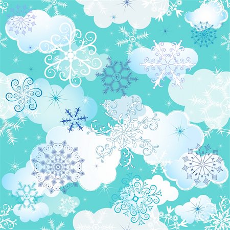 simsearch:400-04709734,k - Seamless winter pattern with chaotic snowflakes and clouds (vector EPS 10) Stock Photo - Budget Royalty-Free & Subscription, Code: 400-05368902
