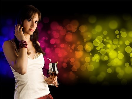 fashion party night discotheque - beautiful girl with   cocktail Stock Photo - Budget Royalty-Free & Subscription, Code: 400-05369204