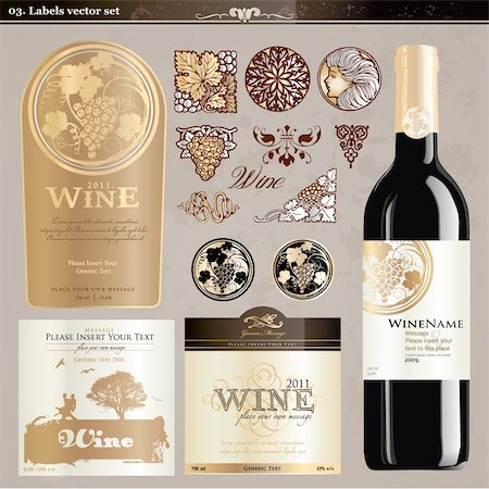 elegant wine labels images - Collection of wine labels and elements Stock Photo - Budget Royalty-Free & Subscription, Code: 400-05369360