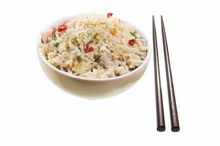 fried rice bowl - Bowl of Fried Rice on White Background Stock Photo - Budget Royalty-Free & Subscription, Code: 400-05369439