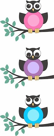 pattern art owl - three cute owls Stock Photo - Budget Royalty-Free & Subscription, Code: 400-05369453